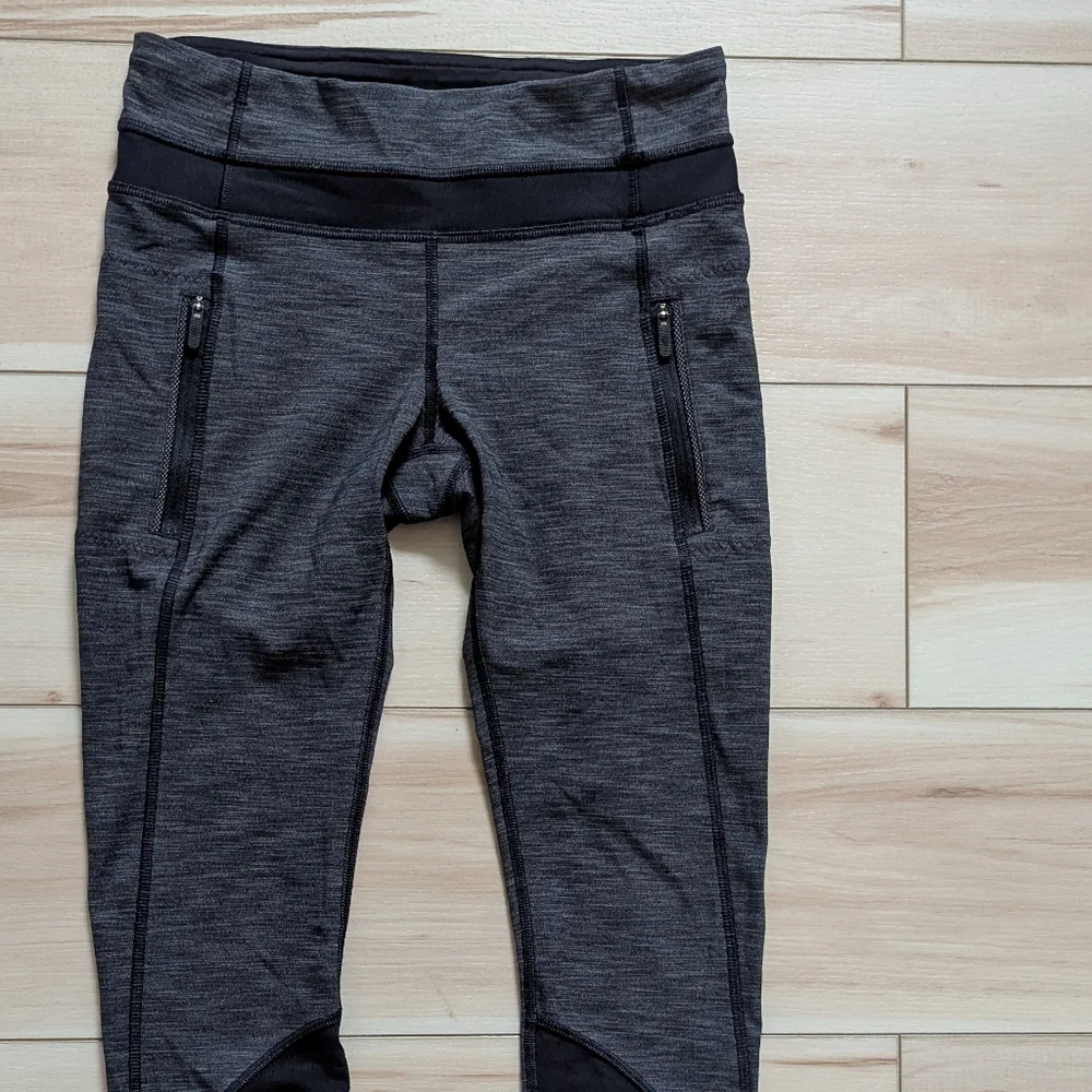 NEW Lululemon Inspire Tight II heathered black zipper pocket mesh leggings